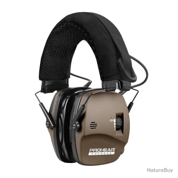 Casque �lectronique Tir Coussinets Gel Amplification Sonore Protection Auditive NRR 23dB Chasse Noir