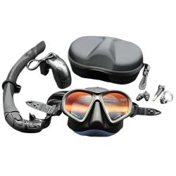 Masque d'Apn&eacute;e en Verre Tremp&eacute; + Tuba J Ensemble de Plong&eacute;e Snorkeling Adulte 4 pi&egrave;ces Noir