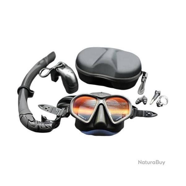 Masque d'Apn�e Verre Tremp� Tuba Snorkeling Adulte Silicone �tanche Chasse Sous-Marine 4 Pi�ces