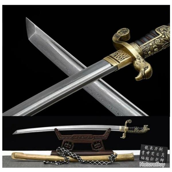 Sabre Europ�en Militaire - Lame Damas Pli�e - Fabrication Artisanale - Full Tang