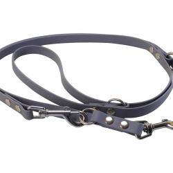 Laisse R&eacute;glable BIOTHANE 16mm 2,40 m gris