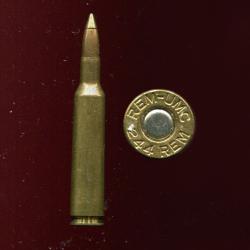 .244 Remington - marquage : REM-UMC 244 REM - balle cuivre pointe en 2 parties