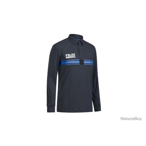 polo manche longue bleu marine police municipale article de collection