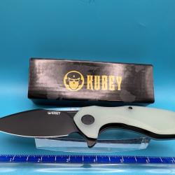 Couteau Kubey Noble Lame Acier 14C28N Blackwash Manche G10 Jade Liner Lock IKBS KUB236Q