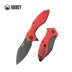 Couteau Kubey Noble Lame Acier 14C28N Blackwash Manche G10 Red Liner Lock KUB236P