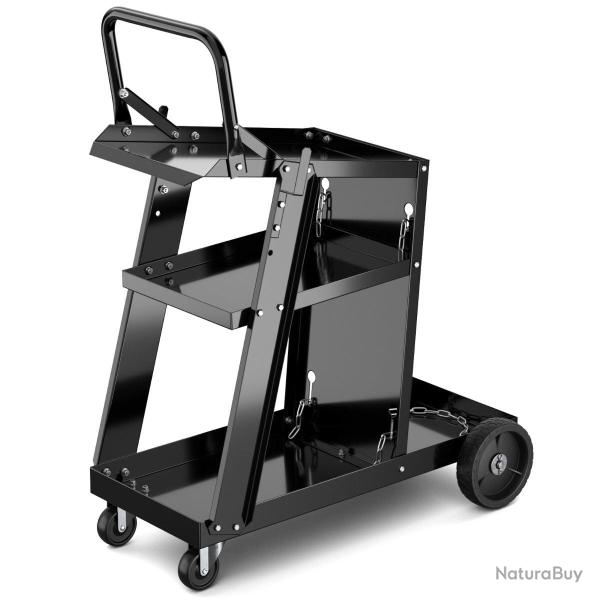 Chariot � outils servante roulante 70 x 38 x 87 cm avec 3 niveaux de rangement et surface inclin�e