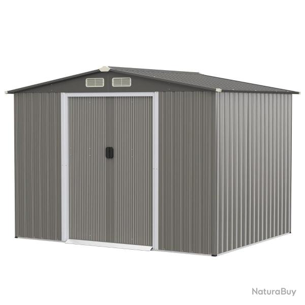 Abri de jardin avec fondation 260 x 207 x 181 cm pour rangement outils style contemporain en acier