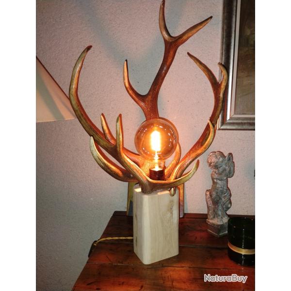 Tr�s belle lampe en bois de cerf !