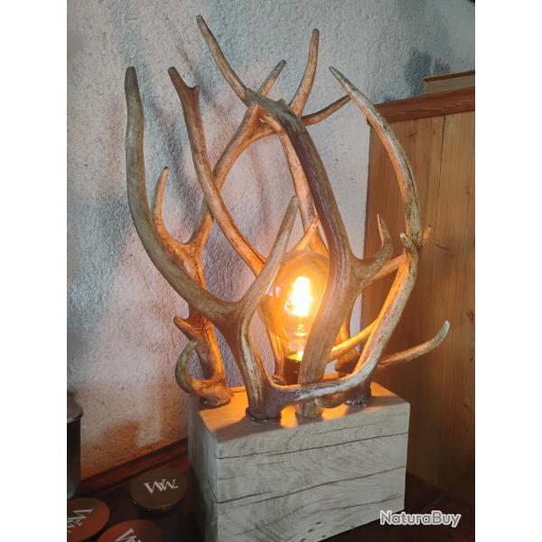 Magnifique lampe en bois de cerf