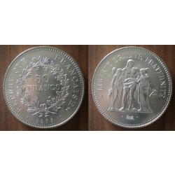 France 50 Francs 1975 Hercule Piece Argent Hercules Franc Frcs frs Frc