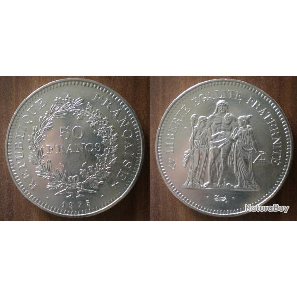 France 50 Francs 1975 Hercule Piece Argent Hercules Franc Frcs frs Frc