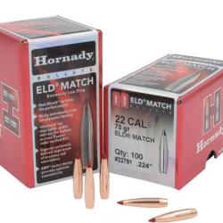 Vends lot de 185 hornady .224 75grs ELD Match