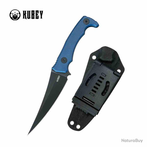 Couteau Kubey Sicarii Lame Acier 14C28N Blackwash Manche Blue Micarta Housse Kydex KUB477D
