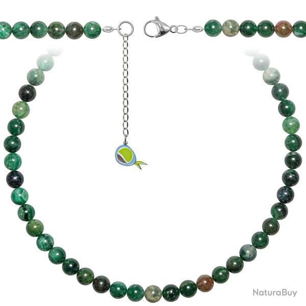 Collier en fuchsite verte - Perles rondes 8 mm - 90 cm