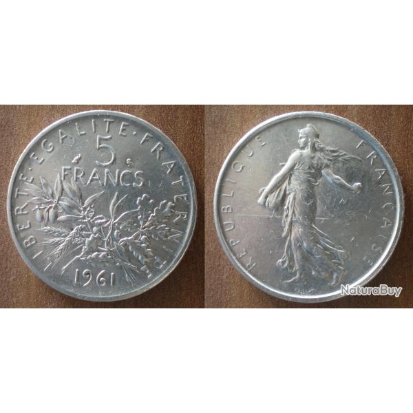 France 5 Francs 1961 Semeuse Franc Argent Frcs Frs Frc