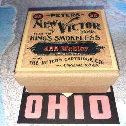 455 Webley (Peters Cartridge): Reproduction boite munitions Vintage (vide) PC 14561082