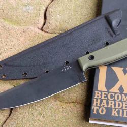Couteau Station IX The Partisan Lame Acier Carbone 1095 Black Manche Green G10 Etui Kydex STN002