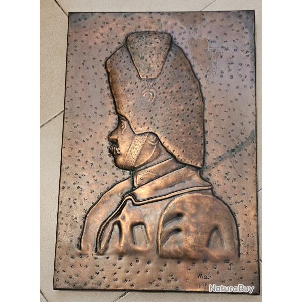 Grenadier de Napol�on plaque en cuivre bomb�e par Riou 31 x 45.5 cm moule?