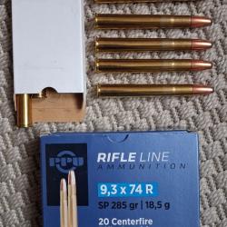 Lot 17 balles PPU Partizan cal 9,3x74R - 285 grs - 1� sans prix de r&eacute;serve
