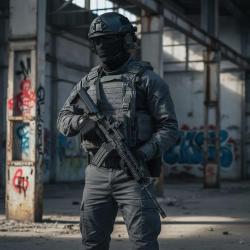 Gilet porte-plaques tactique gris protection balistique Cordura