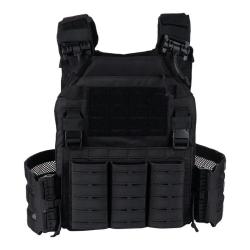 Gilet porte-plaques tactique noir Cordura 500D