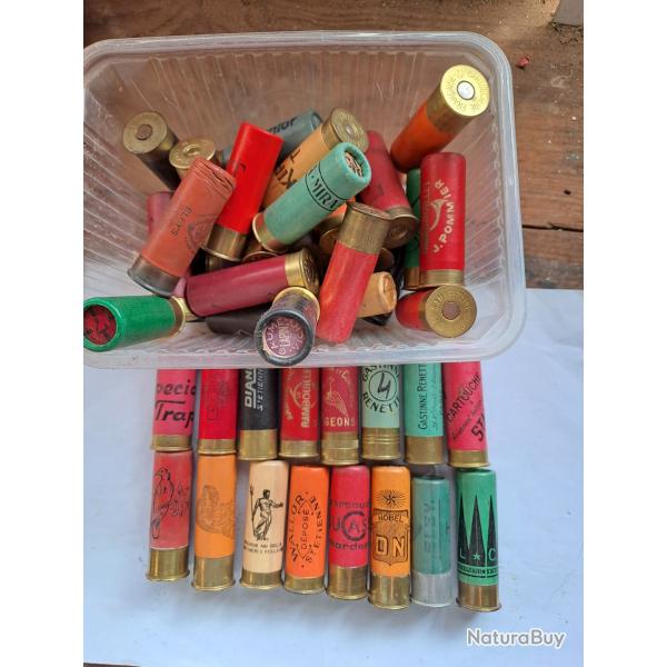 Lot de 40 cartouches  anciennes  cal 12 douilles cartons