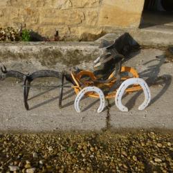 Sculpture en fer &agrave; cheval attelage artisanale