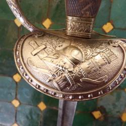 &eacute;p&eacute;e officier sup&eacute;rieur avec foudres d'&eacute;tat major lame Solingen Premier Empire Napol&eacute;on empereur