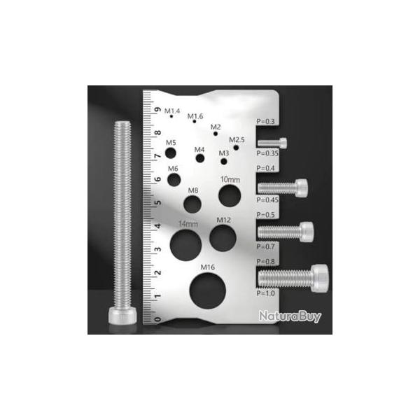 PLAQUE JAUGE VISSERIE BOULONNERIE POUR MESURER ET VERIFIER LES PAS DE VIS