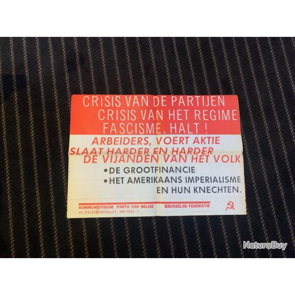Belle affiche ancienne du Parti Communiste Flamand .