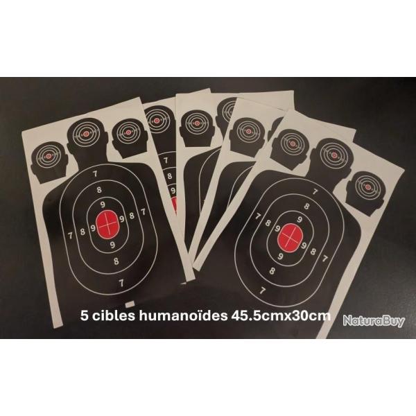 CIBLES HUMANOIDES PAPIER GLACE RESISTANT 455X300 PAR 5 PIECES