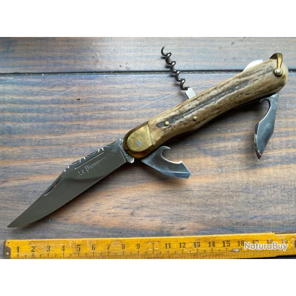 Ancien couteau DOURIS CHASTEL / LE PIONNIER / 4 PIECES / BOIS DE CERF / NEUF