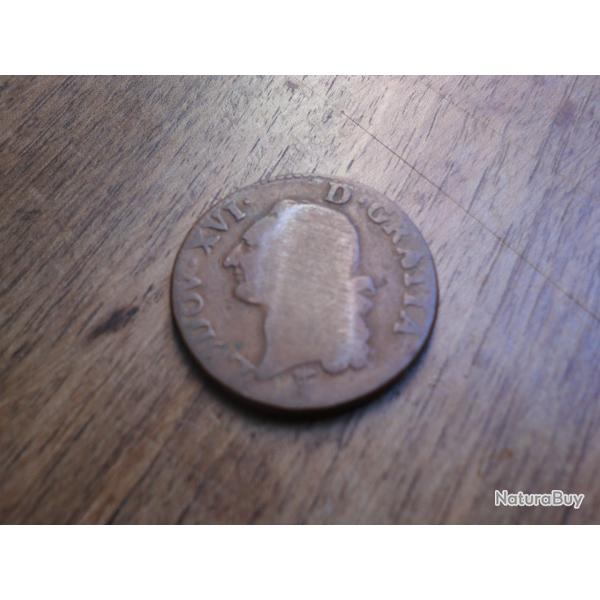 monnaie sol  france louis XVI  1790