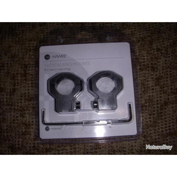 collliers HAWKE s�rie TACTICAL diam�tre 30 mm pour rail de 11 mm (carabine 22 lr )  hauteur : high
