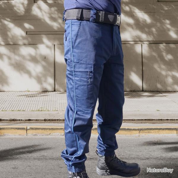 pantalon bleu marine avec  liser� bleu gitane police municipale article de collection
