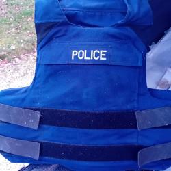 GILET PARE BALLES 3A + PARE LAMES + ANTI TRAUMA TETRANIKE BLEU PORT DISRET TAILLE M