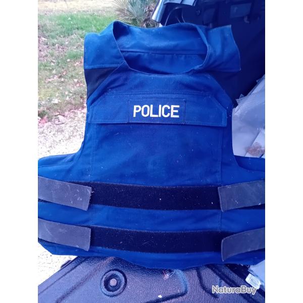 GILET PARE BALLES 3A + PARE LAMES + ANTI TRAUMA TETRANIKE BLEU PORT DISRET TAILLE M