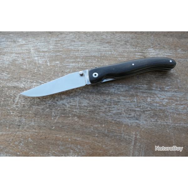 Couteau de marin, avec liner-lock par Moreno � Thiers. Mouche ancre marine.  Manche �b�ne; lame inox