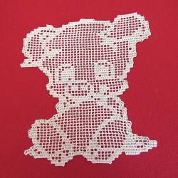 Petit cochon beige , dentelle d&eacute;coration textile. Collection animaux