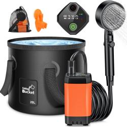 Douche de Camping Rechargeable, Portable Camping Douche avec &eacute;cran Intelligent et Tuyau de 2 m