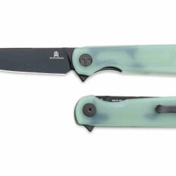 Couteau Pliant Bestechman Flick Lame Acier D2 Noir PVD Manche Jade G10 Liner Lock BTKMK13E