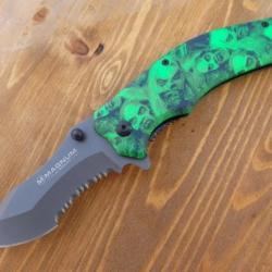 Couteau pliant B&ouml;ker Magnum, lame semi-dentel&eacute;e - acier 440