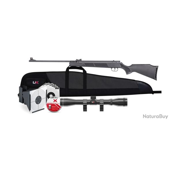 Pack carabine � plombs UX R-Force One 4,5 mm 19,9 J + Lunette 4x32 + Plombs - Cibles - Fourreau
