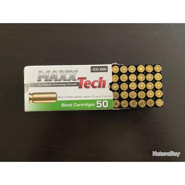 50 Cartouches Maxxtech 9 mm PAK