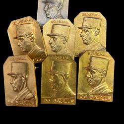m&eacute;daille du g&eacute;n&eacute;ralDE GAULLE par paul kramer neuchatel suisse  3,5 cl x2,5 cm.