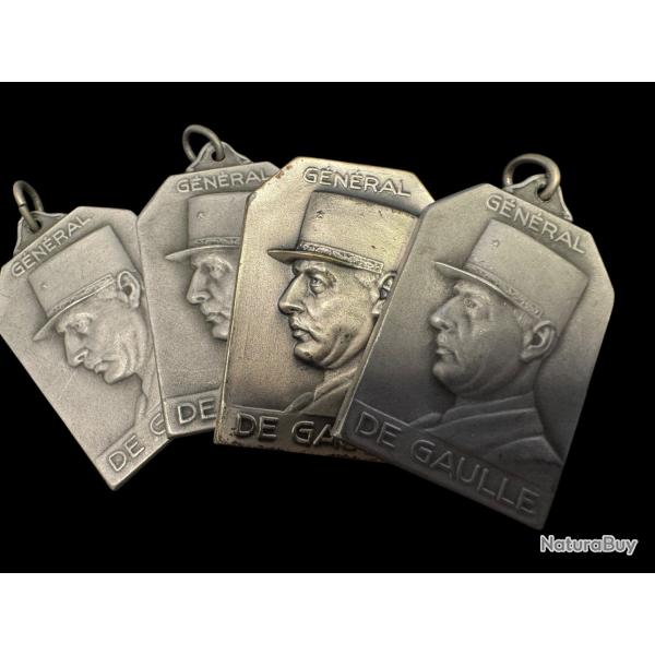 m�daille du g�n�ralDE GAULLE par paul kramer neuchatel suisse argent�e  2x3 cm