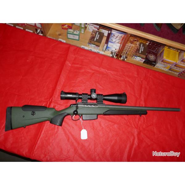 Carabine TIKKA T3X Super Varmint Tungsten Cerakote Verte en 6.5 x 55 SE avec lunette BUSHNELL FORGE