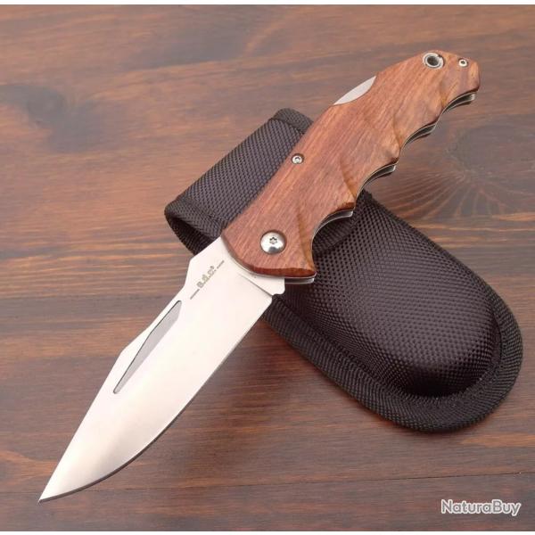 Couteau Pliant Haller EDC - Bois de Padouk - Acier Inox 440