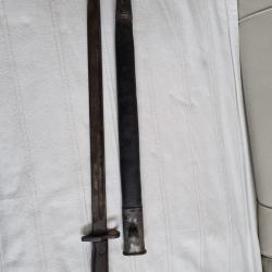 Ba&iuml;onnette Anglaise CHAPMAN 1907 Mars 1917 avec Fourreau Cuir noir