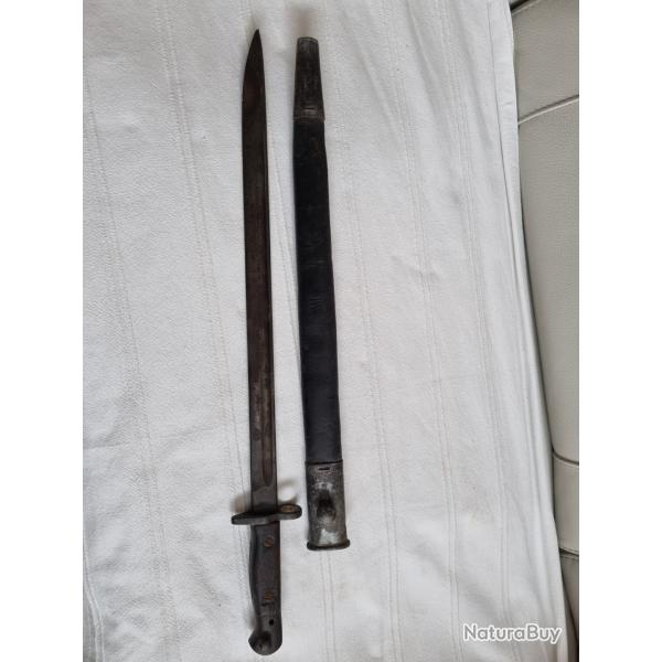 Ba�onnette Anglaise CHAPMAN 1907 Mars 1917 avec Fourreau Cuir noir